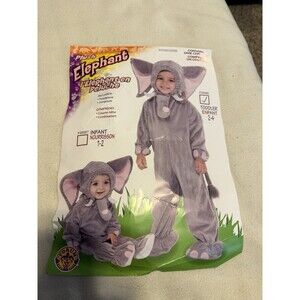 Plush Elephant Costume Size 2/4 Toddler Gray Halloween Pretend Dress Up